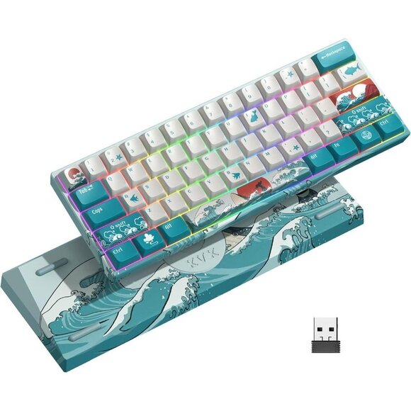 XVX M61 60% Mechanical Keyboard Wireless Compact 2.4G Rechargeable Gaming RGB - Picture 1 of 7